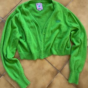 green unif cardigan